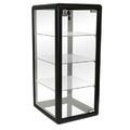 Amko 14 x 27 in. Glass Countertop Showcase Tower Display Case, Black F-1302-B